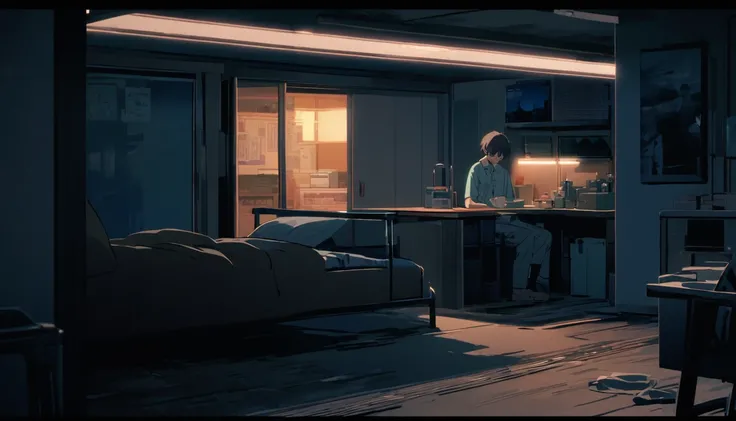 Tokyo, Room, Cool Boy, Ambience, Sad, Night, Lonely, Japanese Anime, All Body,