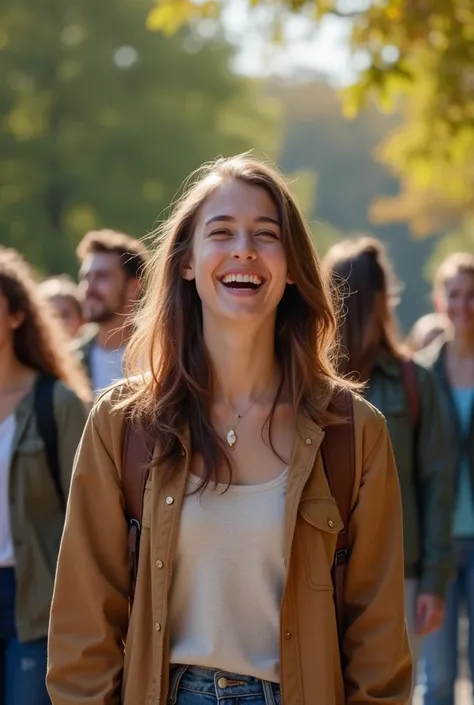 Girl praising her frnd in the college video