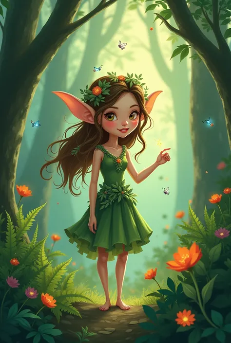 Female character that depicts forests
Little cartoon type 
More foresty