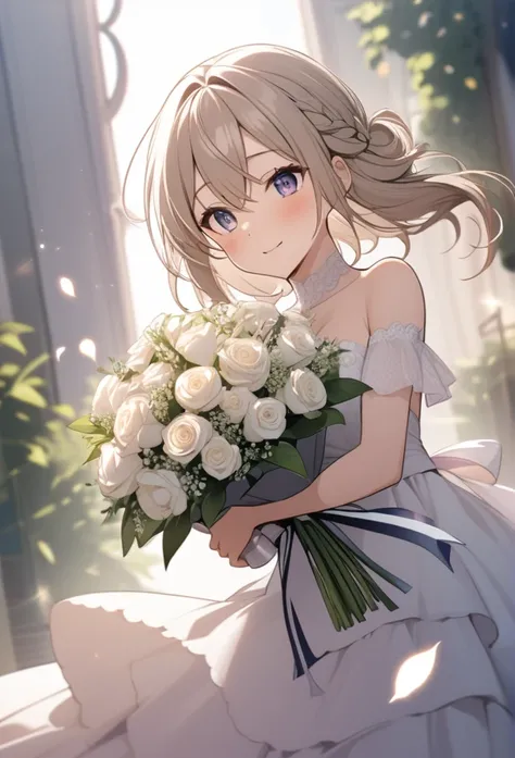 One girl, bouquet