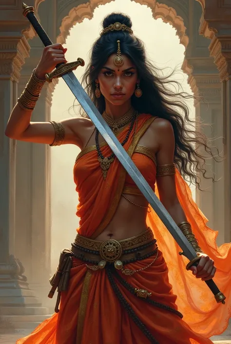 Indian woman in sword