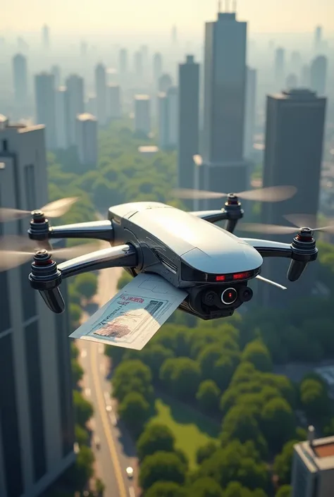 Drone delivering a postcard