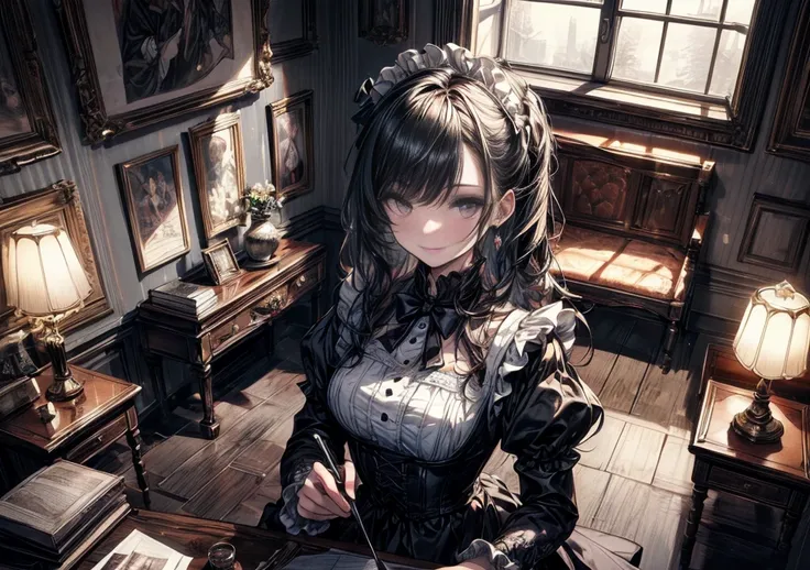 (masterpiece,top quality,high resolution,ultra detailed,ultra high definition,precise,high detail,very detailed,ultra fine illustration,HD,8K:1.5),(a demonic maid with elegant victorian style maid outfit, working as a maid, serving tea:1.2), detailed face,...