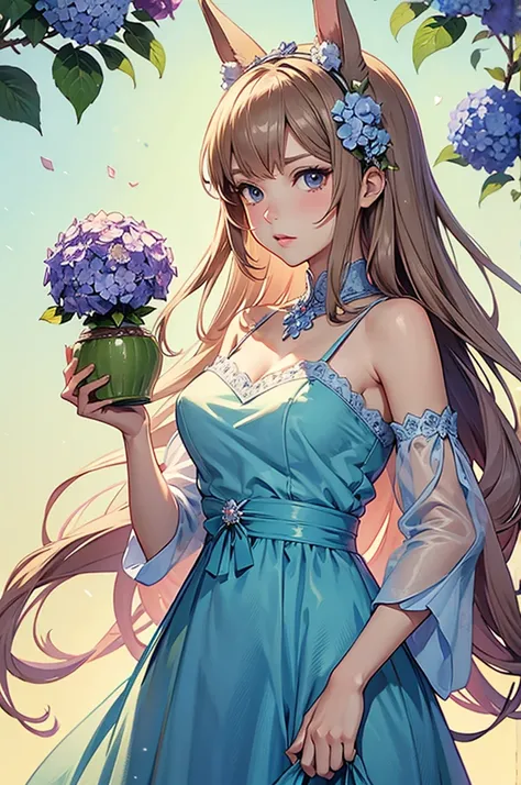 hydrangea beautiful rabbit anime style