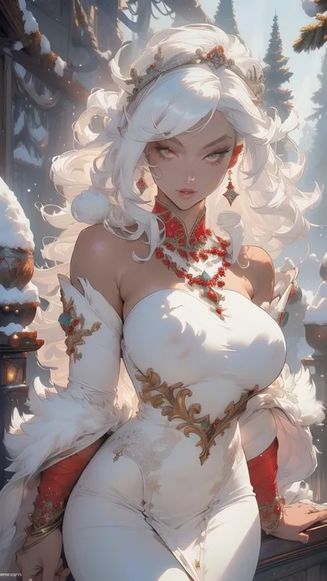 woman,1female,((milf,mom,mature,mature woman,4 female,adult)),(large breasts:1.5),saggy breasts,(((white hair:1.4,straight hair,long hair:1.4,colored inner hair))),((yellow_eyes:1.3)),intricate eyes,beautiful detailed eyes,symmetrical eyes,((((dark skin:1....