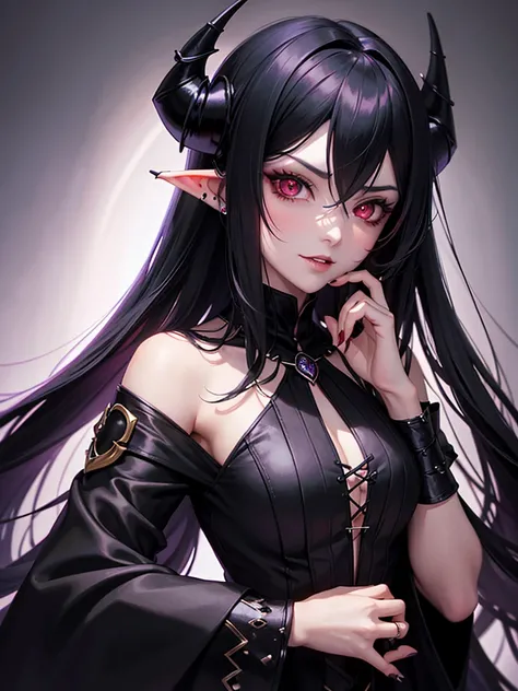 a close up of a woman with dark and a black top, gothic maiden anime girl, anime in fantasy style, 1  anime goth girl, stunning anime face portrait, with long hair and piercing eyes, portrait knights of zodiac girl, detailed portrait of anime girl, crimson...