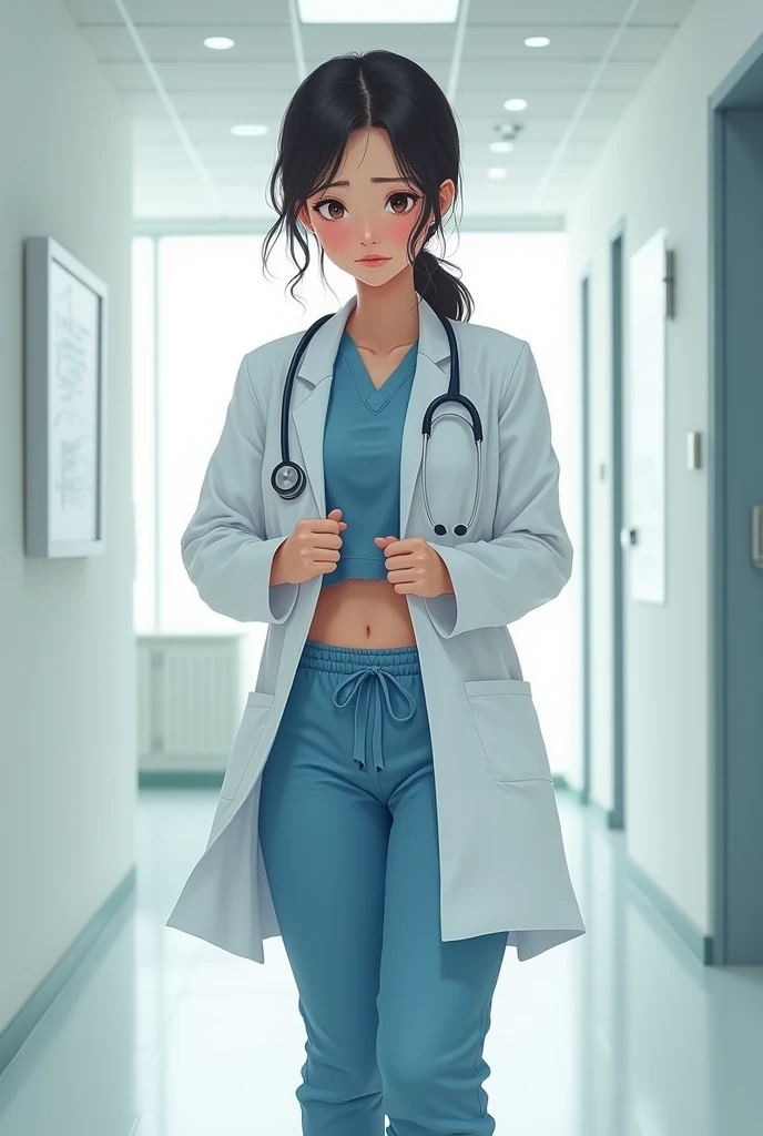 (pp clothes) Doctor girl peeing her pants