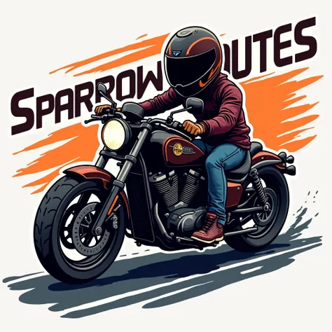 A LOGO WITH THE NAME SPARROW ROUTES in motorcycle and roblox style