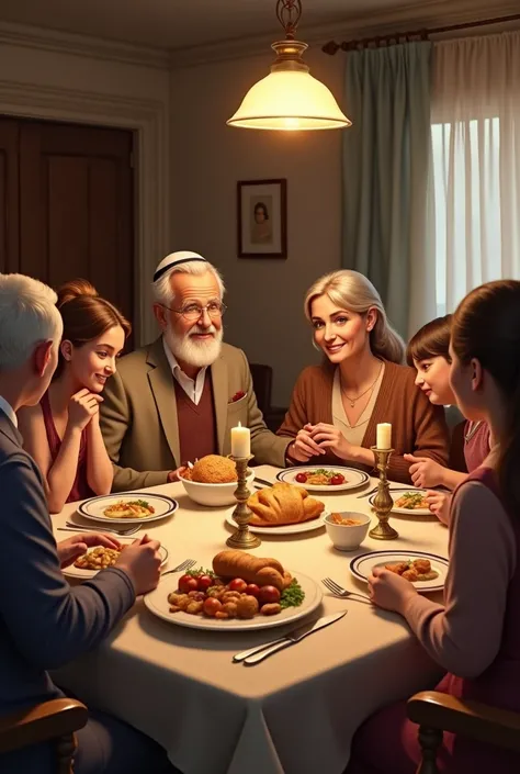 Jewish family at a dining table