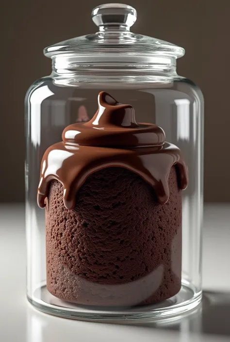 chocolate cake in a transparent jar 


