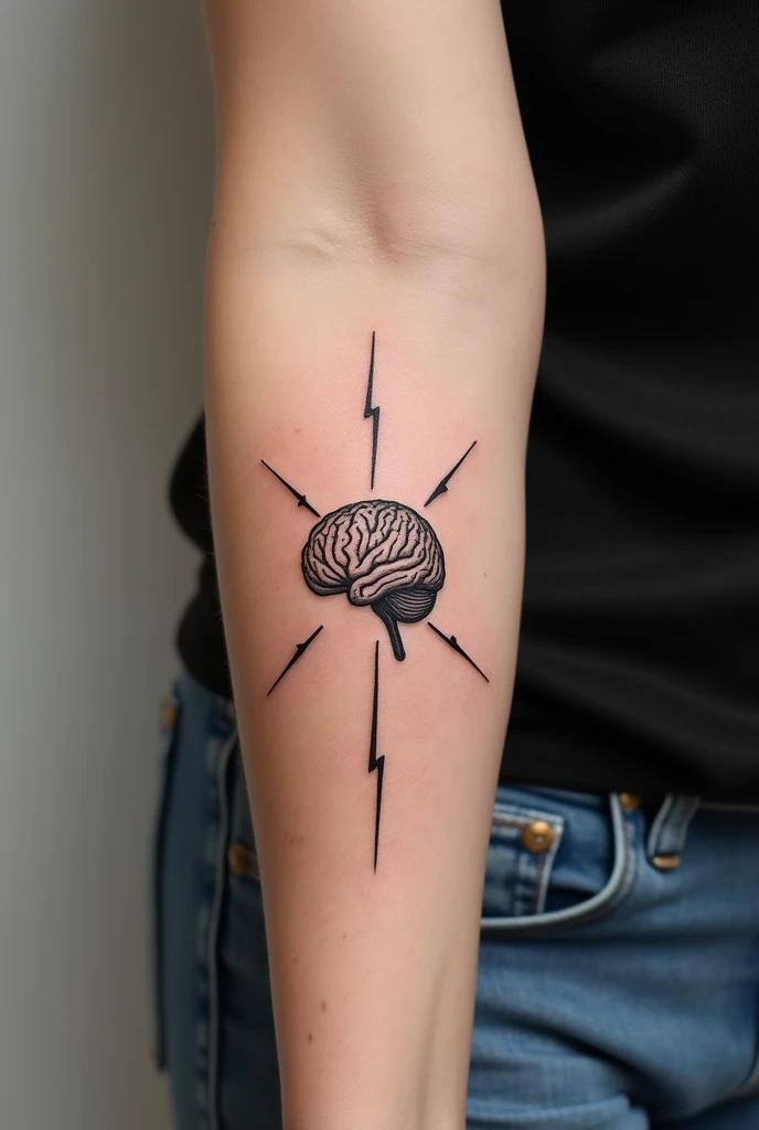 Forearm tattoo that relates intelligence, heart, electricity, pure FINE lines, more minimalist 
 

