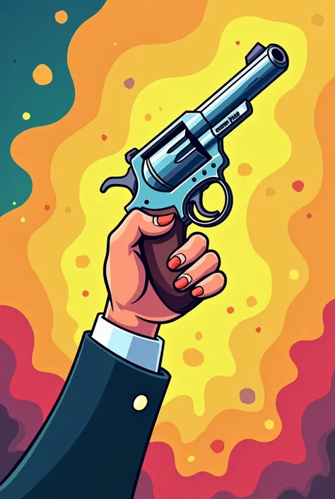 Cartoon of a hand pointing a gun in the air
