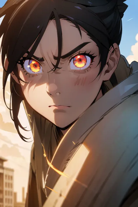 ((perfect generation, masterpiece quality, best quality, 1male, male focus, looking at viewer, solo, adult, full body,))

(black hair, messy, headband, red samurai armor, bandages,) ((((brown eyes, perfect eyes, glowing eyes, sclera, perfect face, intense ...