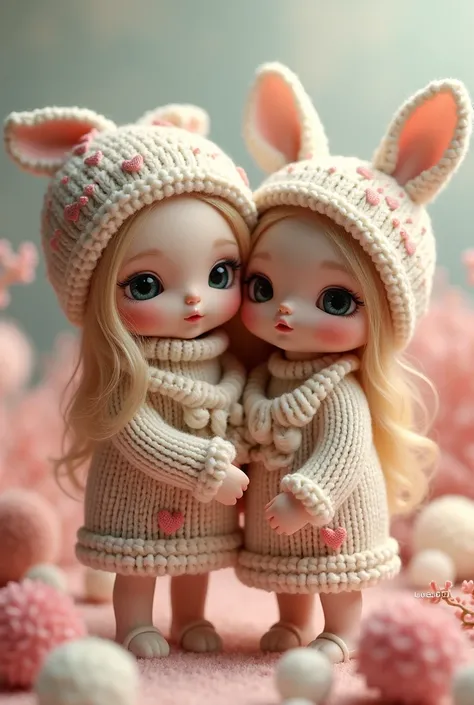 Two dolls with sweaters written on them and Bianca 