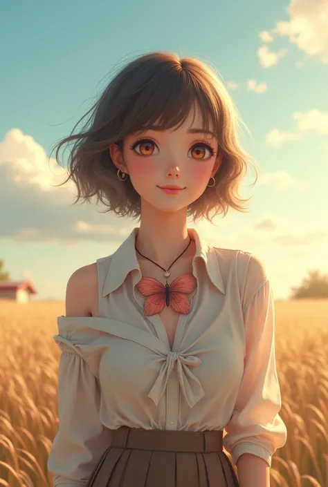 (8k, CRU photo, best qualityer, Teacher:1.2), (realisitic, photo-realisitic:1.37), ultra detaild, 1 girl, cute, standing alone, beautiful detailed sky, face detailed, natta, sitting down, falling in love, (blushful), (ssmile: 1.1), (get away), breasts big,...