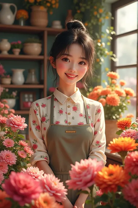 An Asian girl florists 