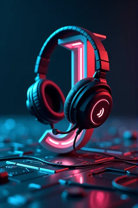 Letter j with gaming headset
