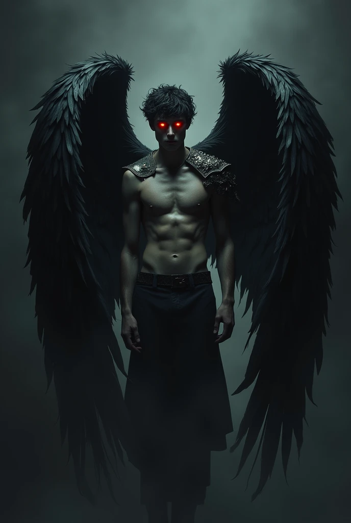 Je veux créer un personnage, un mec avec des ailes dArc ange plumé tout en noir, et je veux que ses yeux soient rouges et limoneux, je veux quil a 4 ailes et quil shabille légèrement avec un peu darmure sur les épaules 