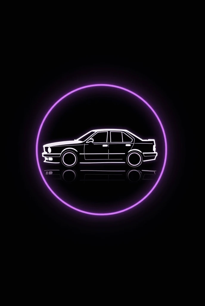 Le logo rond se compose d’un dégradé noir allant du haut vers le bas. Au centre du logo se trouve une silhouette de profil d’une BMW E34 de couleur blanche. Autour de la voiture, on peut voir un contour de couleur violette.

À l’intérieur de ce contour vio...