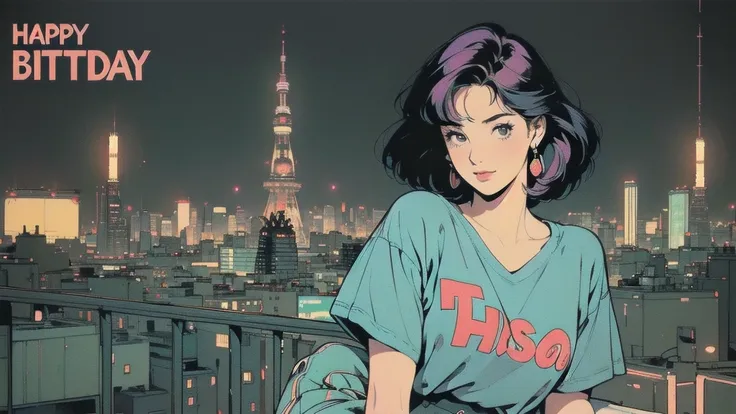 (((masterpiece, top quality))), most detailed background, (((flat chest))), (((32k wallpaper))), (((retro night city and woman))...