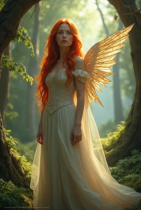 Red-haired princess with a broken wing