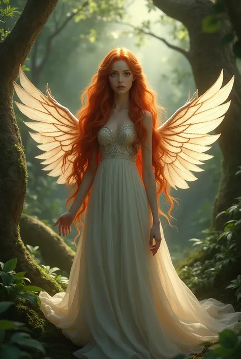 Red-haired princess with a broken wing