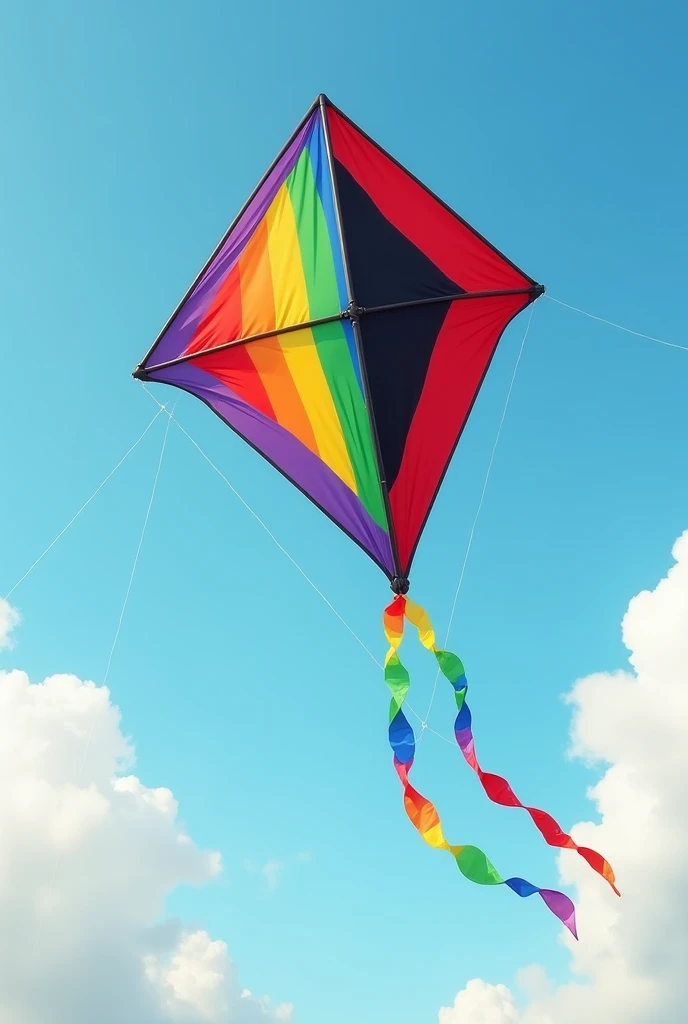 A kite where half is the flag of the LGBT community and the other half is the flag of the Afro-descendant community
