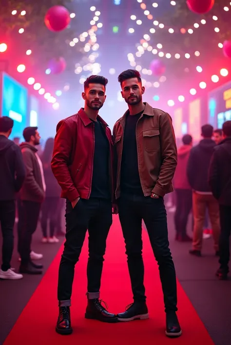 Two men on a red carpet at a TikTok party