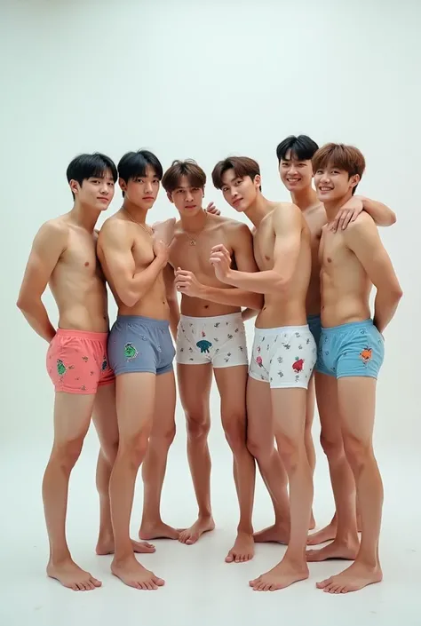 The BTS group in boxers that the whistle is marked on them 