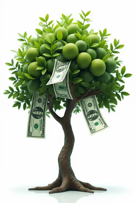 a detailed realistic money tree, 4 usd dollar bills growing as fruits, white background, no leaves, ultra-detailed, (best quality,4k,8k,highres,masterpiece:1.2),ultra-detailed,(realistic,photorealistic,photo-realistic:1.37),HDR,UHD,studio lighting,ultra-fi...