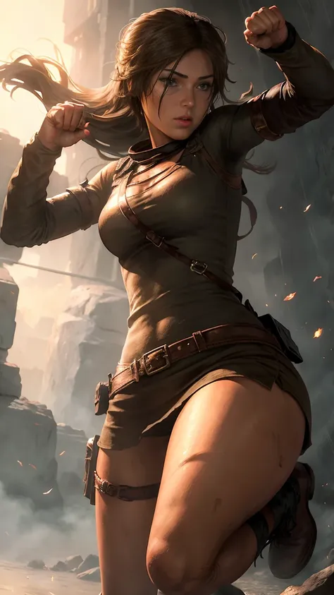 1girl, ready to fight, best art, high details , high quality, perfect , dynamic, lara craft
