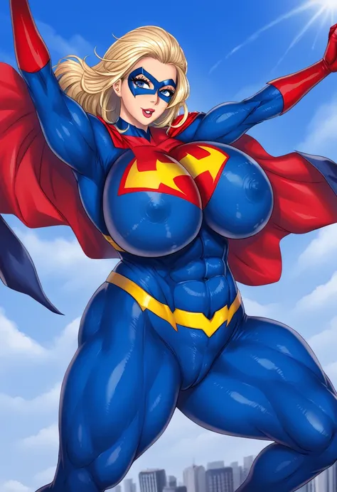 female, ((muscular)), ((massive breasts)), ((superhero))