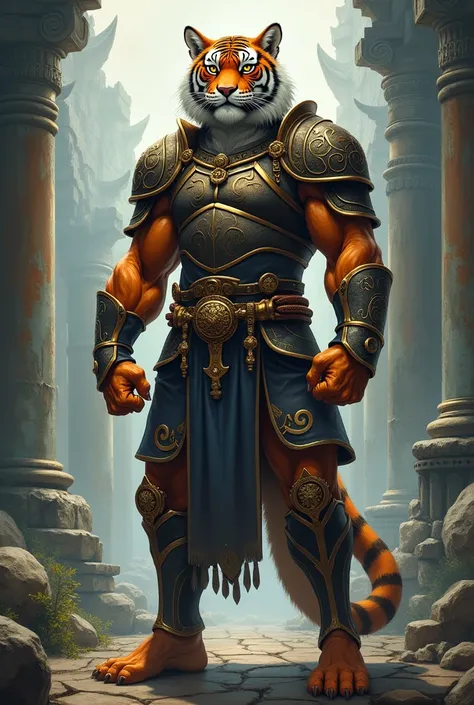 Tiger Man, in ancient armor, Art, anime