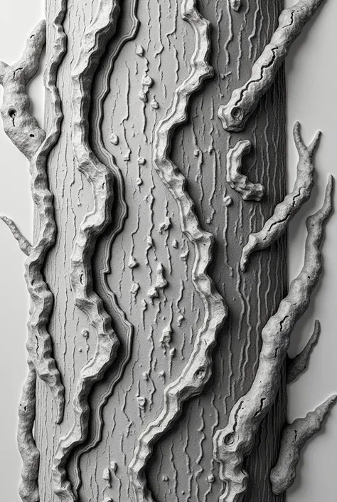 Create a relief engraving of the texture of the bark of a tree so that it is zoomed in only to highlight the cracks in the bark