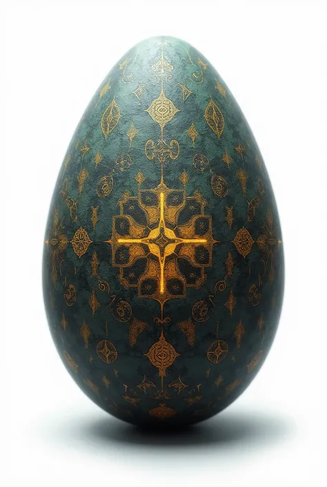 Mystic Rune Egg: An egg covered in ancient runes or symbols that glow faintly with mystical energy. The surface could be made of stone or metal, giving it an arcane, magical appearance, as if its a relic from an ancient civilization with white background 