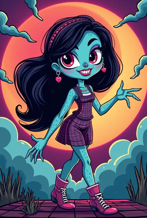 Create a redesign for Twyla Boogeyman [Monster High] using retro style [Cartoon Version]