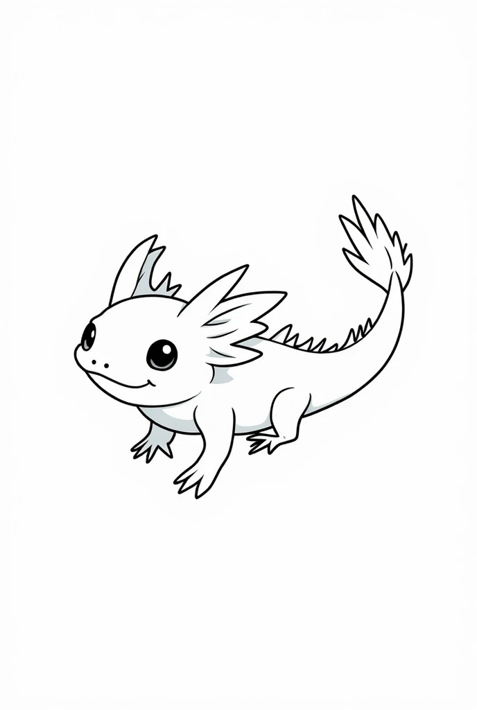 generates the outline of an Axolotl with black margins and white fill