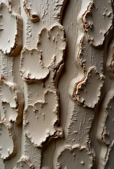 Create a realistic relief engraving of the bark of a tree, making the bark more interesting as if it were flat and zooming in on a 30x30 frame if possible, so this relief is made with papier-mâché