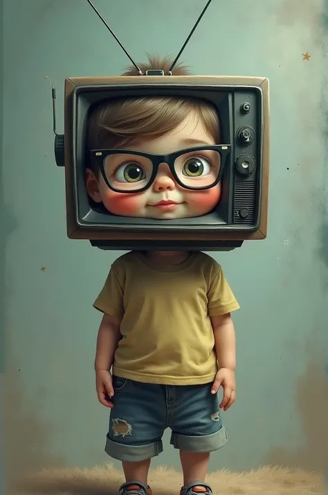 Boy with tv head wearing black glasses
