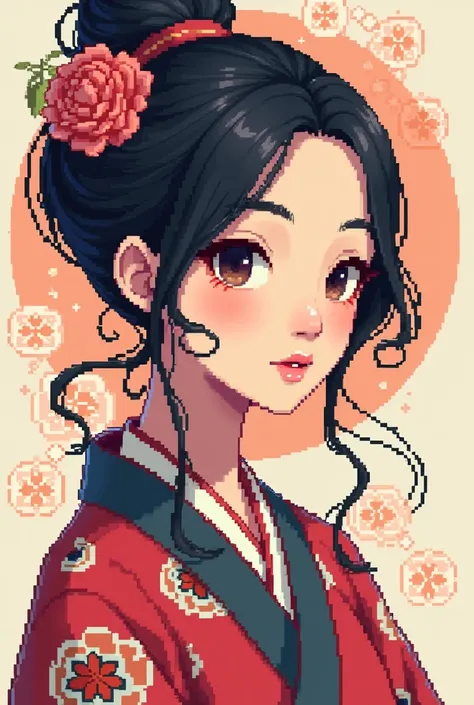 create an asian character in pixel art
