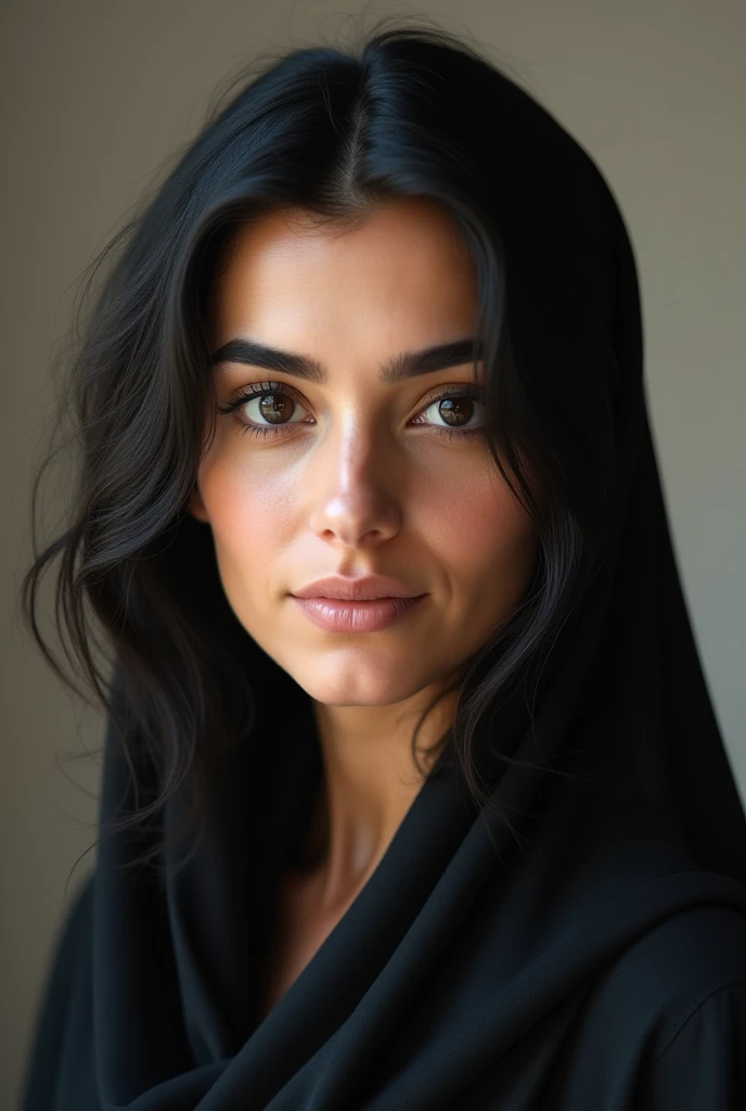 Arab woman, straight gaze, real photo, no fake