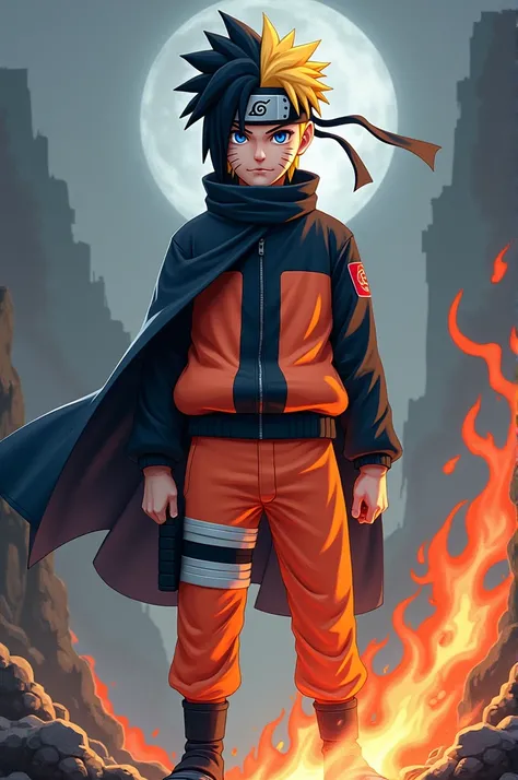 One half sasuke and the other half Naruto 