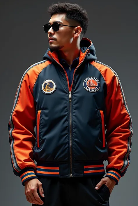 Generate image of a luxury jacket inspired by the NBA