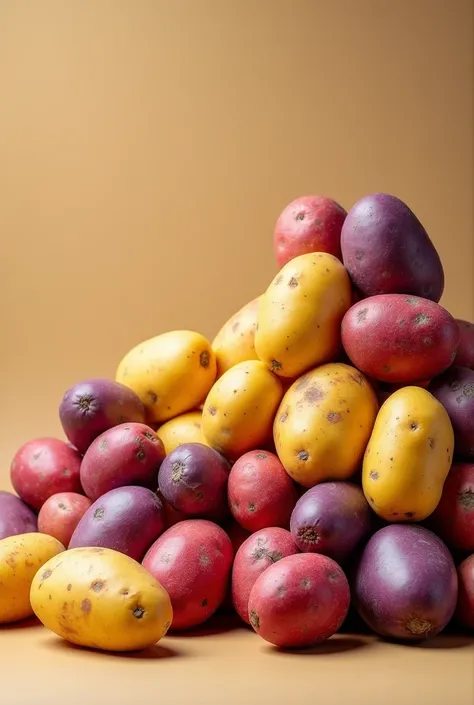 Design me a package of healthy potatoes with many colors that has the name HEALTHY POTATOES 
