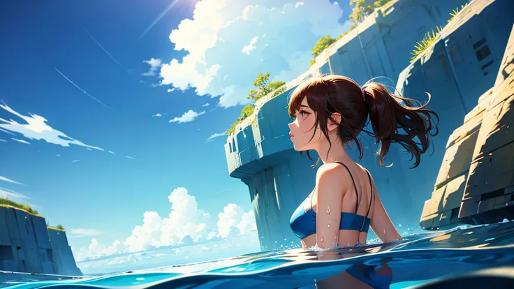 (ultra detailed,ultra high resolution,detailed background),((2d)),((flat color)),((showy)),((floating showy water)),1 girl,Alone,looking at the viewer,BREAK, portrait photo, medium shot, Profile picture