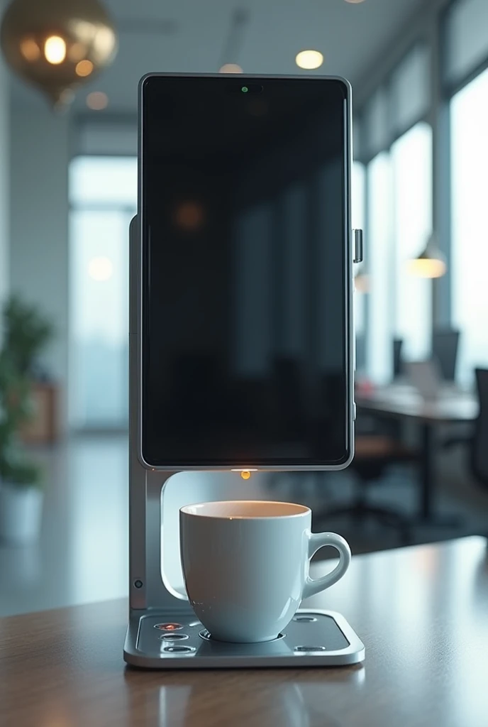 Hybrid smartphone with coffee cup 
