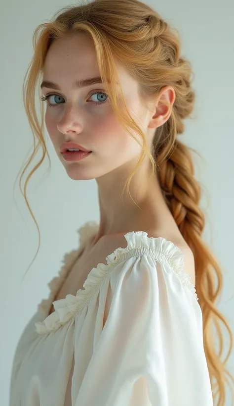 wonderful, masterpiece, 金hair, blue eyes, White clothes, Upper Body, hair, Fair skin, Side braid, Highest quality