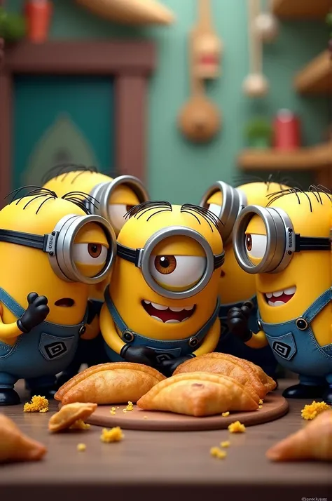 Minions eating empanadas
