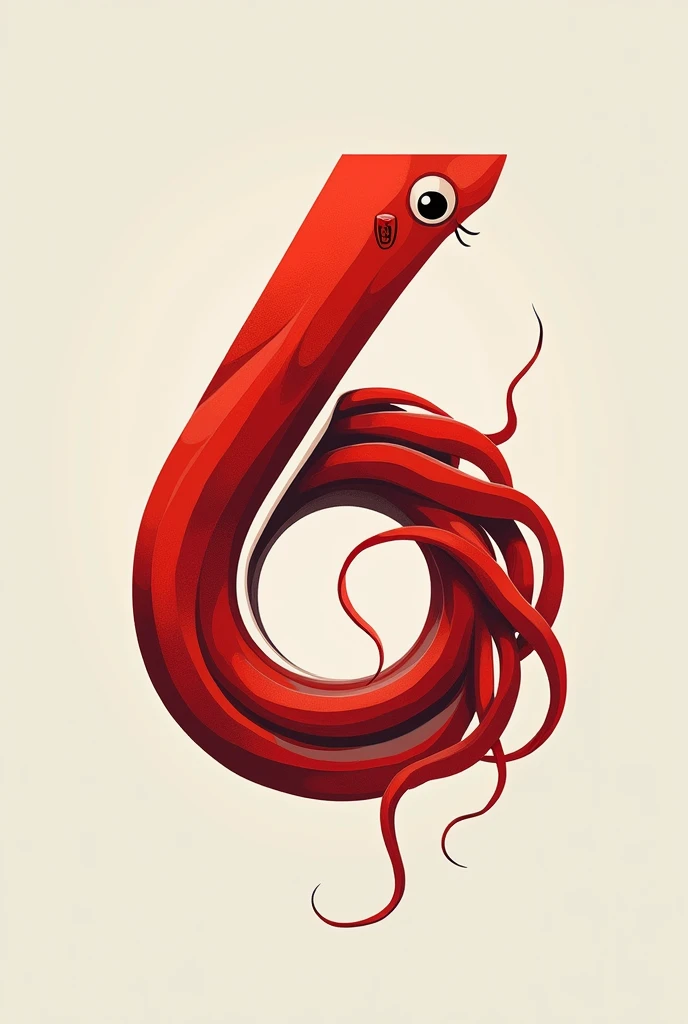 Logo featuring an abstract red squid with the number 6