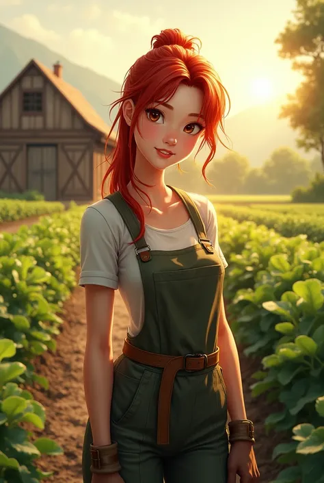 young adult, Female One, Red-Haired, Asian, farmer